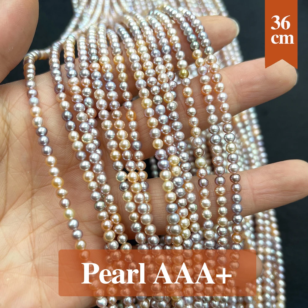 

Natural Freshwater Colorful Pearl Beads 3-4mm Round Pearl Loose Beaded for Making DIY Jewerly Necklace Bracelet Accessories 36cm