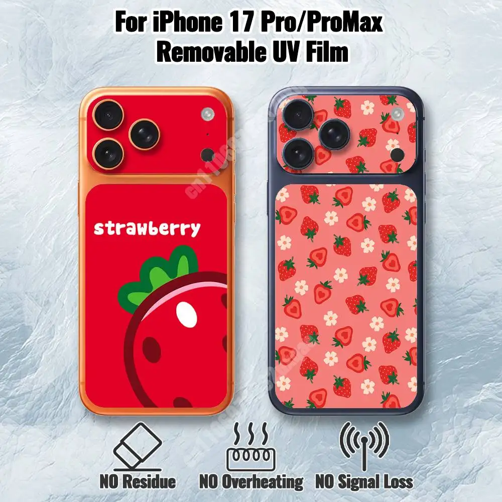 

Sweet Strawberry Pattern Removable UV Film for iPhone 17 Pro 17 ProMax Protective Sticker