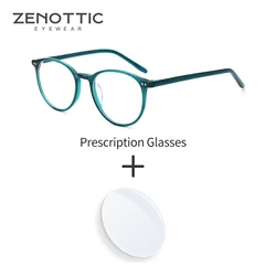 ZENOTTIC Fashion Prescription Eyeglasses Men Women Acetate Progressive Glasses Round Myopia Hyperopia Anti-Blue Light Eyewear