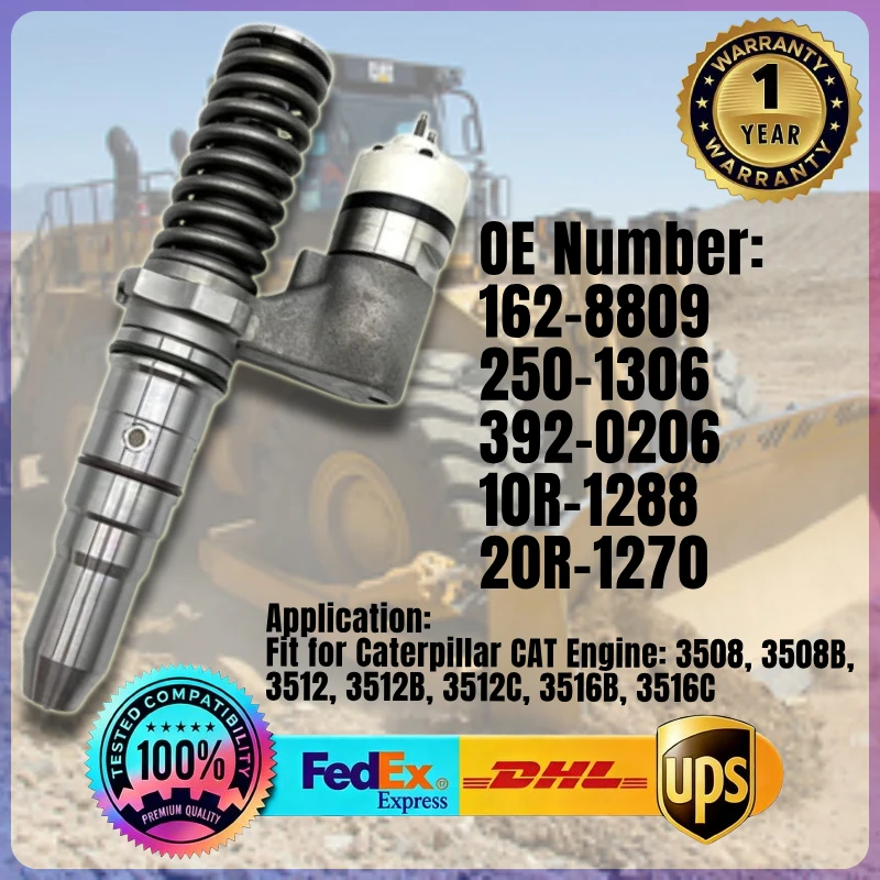Inyector de Combustible 162-8809 250-1306 392-0206 10R-1288 20R-1270 para Motor Caterpillar CAT 3508 3512 3516C, Cargador 992G, Bulldozer 854G