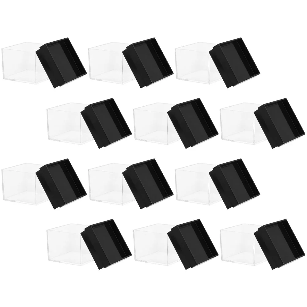 12 Pcs Mineral Collection Box Display Case Plastic Specimen Holder Diamond Transparent Storage Sample Square