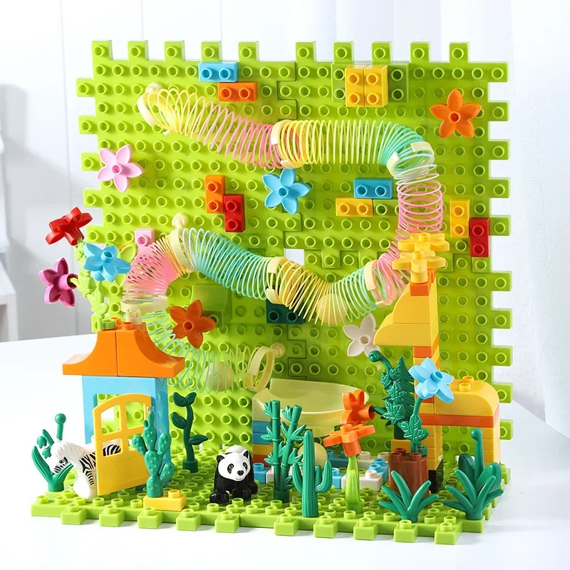 บล็อกตัวต่อรางเลื่อนอนุภาคขนาดใหญ่แบบปรับได้ บล็อกตัวต่อพลาสติกสำหรับเด็ก ของเล่นรางลูกบอล ประโยชน์สำหรับเด็กชายและเด็กหญิง