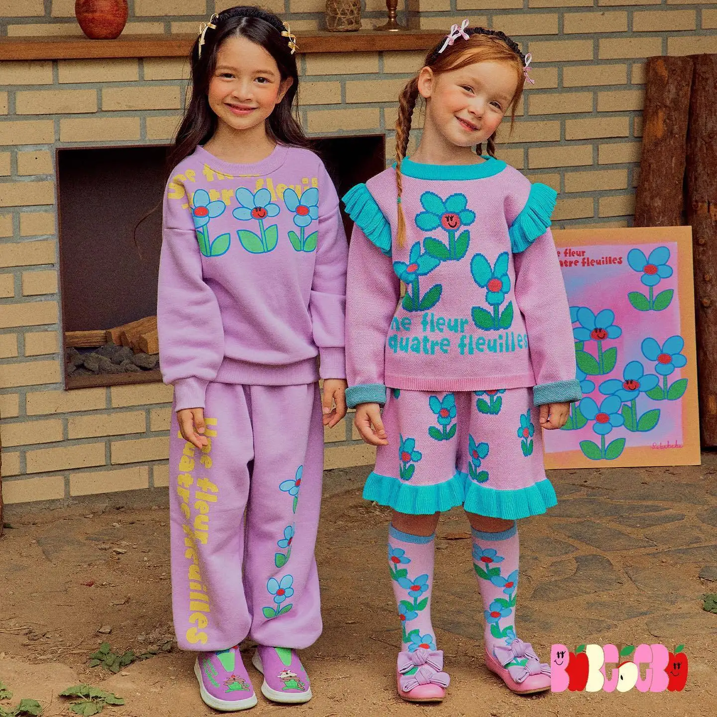 Sweats à capuche College de fleurs violettes pour enfants, pantalons PVD pour garçons et filles, tout ce qui est imbibé, coréen, automne, nouveau, 2023 AW