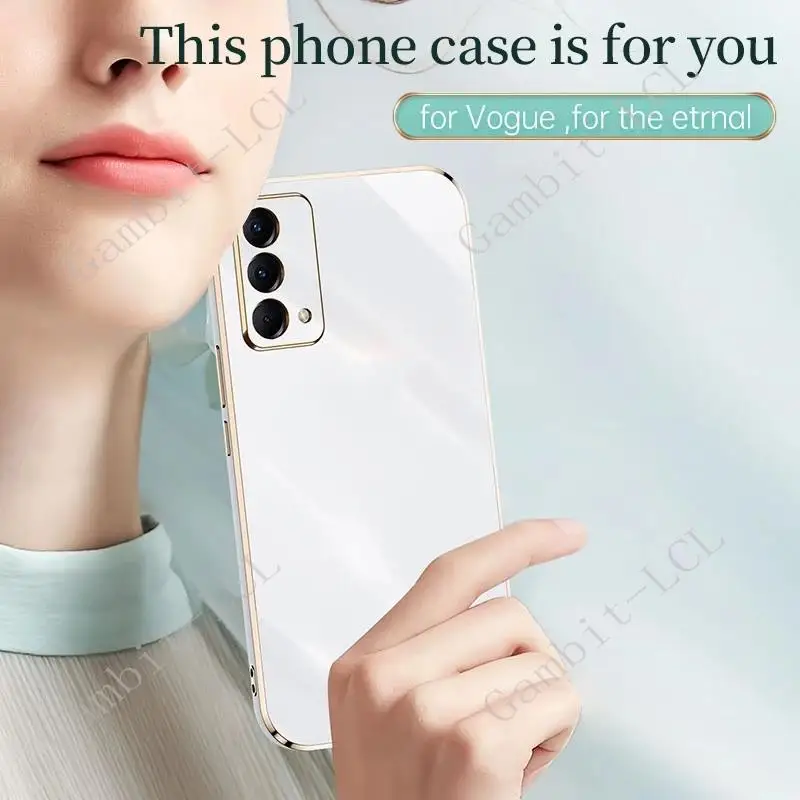 Luxury Square Plating Phone Case On For Realme GT Master Edition RMX3363 RMX3360 ShockProof Soft TPU Silicone Back Cover Fundas