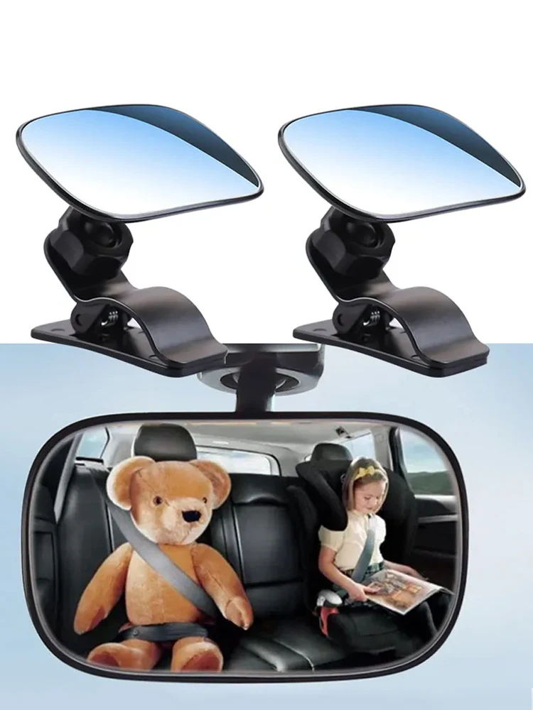 Baby Car Mirror Safety Car Seat Mirror for Rear Facing Infants Clip-On 9D Convex Mirror Wide Clear View for Car Seat Stroller