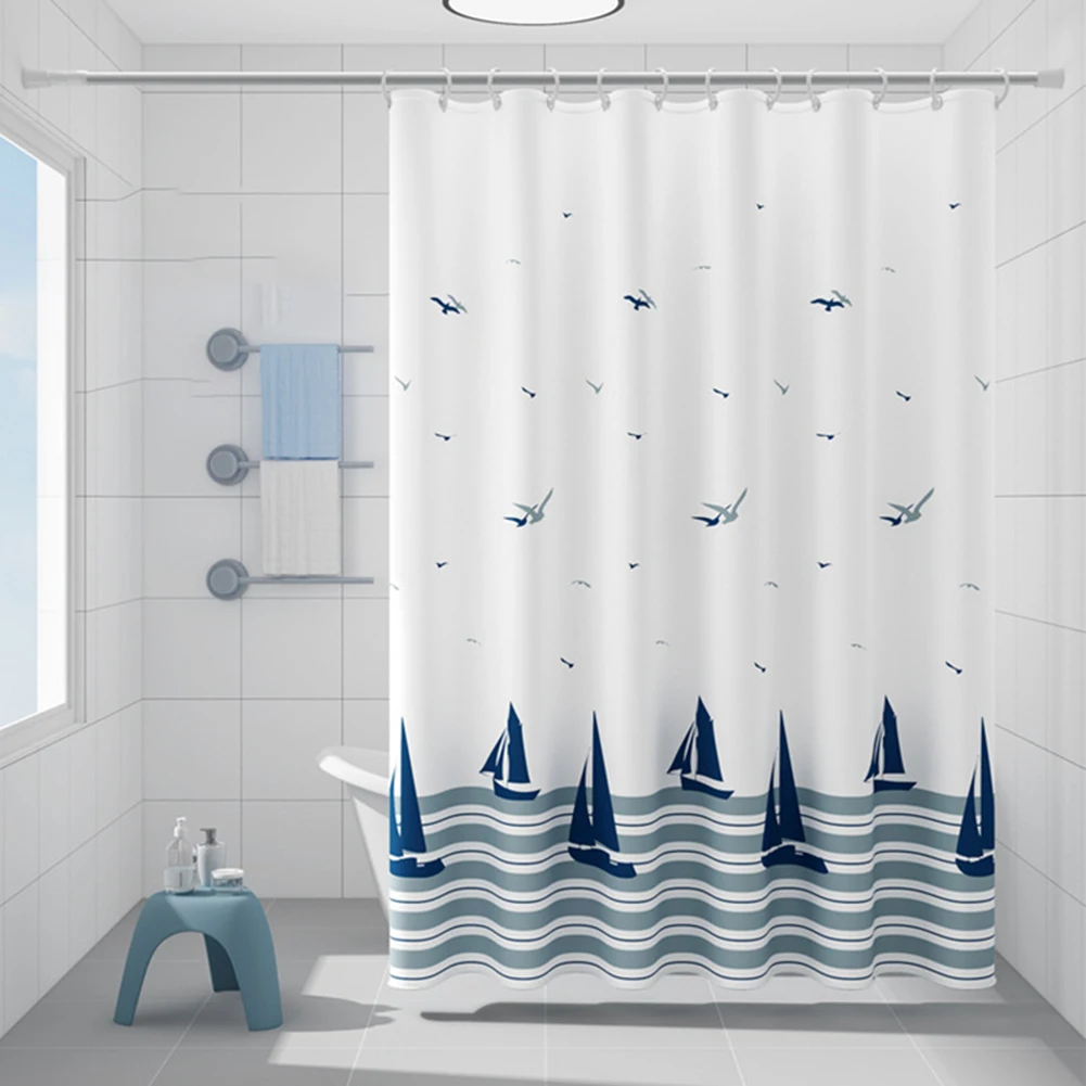 

Душ с морским принтом ​ Tain с крючками для ванной комнаты, водонепроницаемые бытовые декоративные занавески для душа для ванны и душа