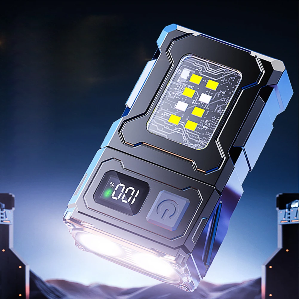 Keychain LED Flashlight USB Rechargeable Work Light With Clip Magnet Lantern Outdoor Camping Multitool Light Waterproof Parts