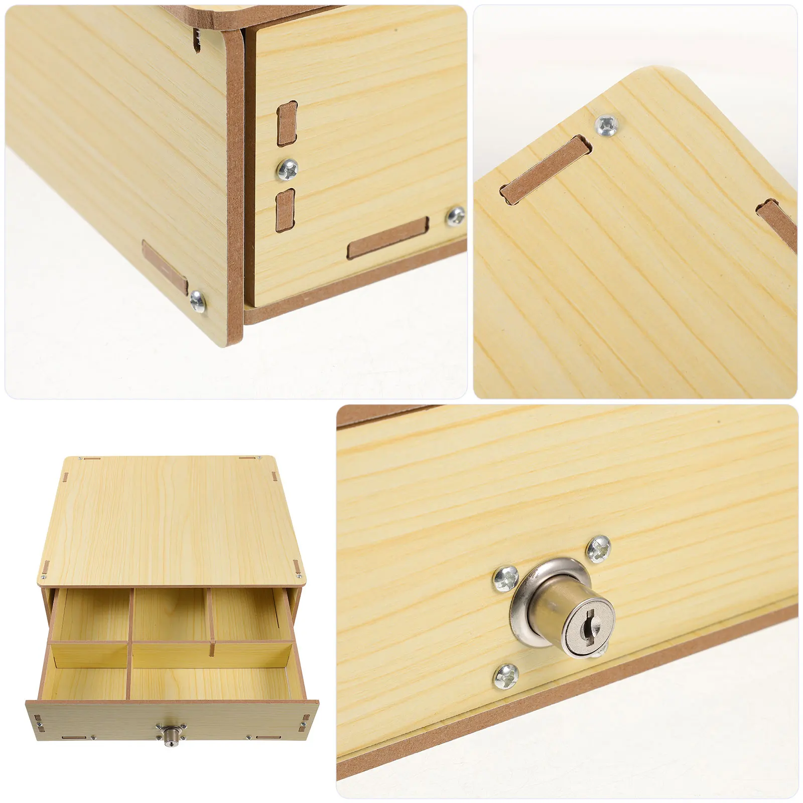 

Multipurpose Change Storage Box Tray Countertop Organizer Wooden Multi-gird Cash Drawer