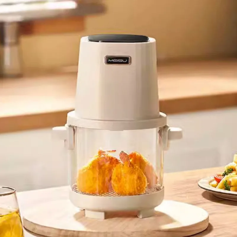 1.8L Air Fryer White Small Visualization Easy To Clean Kitchen Household Glass Small Capacity Convenient Carrying Office