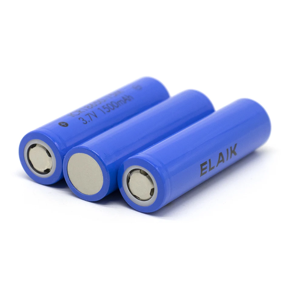 ELAIK bateria recarregável para energia móvel, fortes baterias lanterna luz, 18650, 1500mAh, 3.7 V