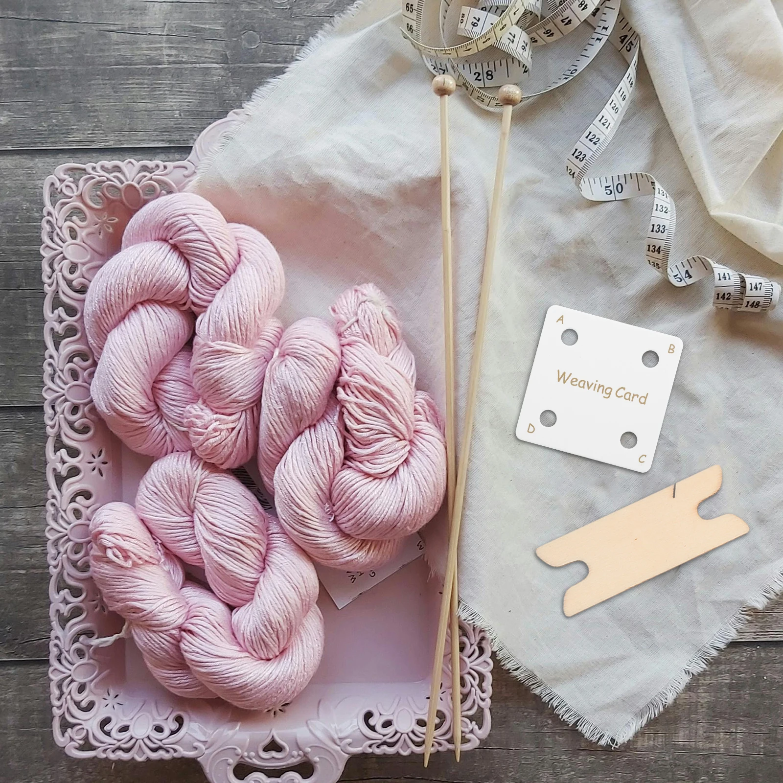 

1Set Tablet Weaving Tool Kit Multiple Cards Shuttle Easy Operation Small Weaving Tablets Building Craft Skills