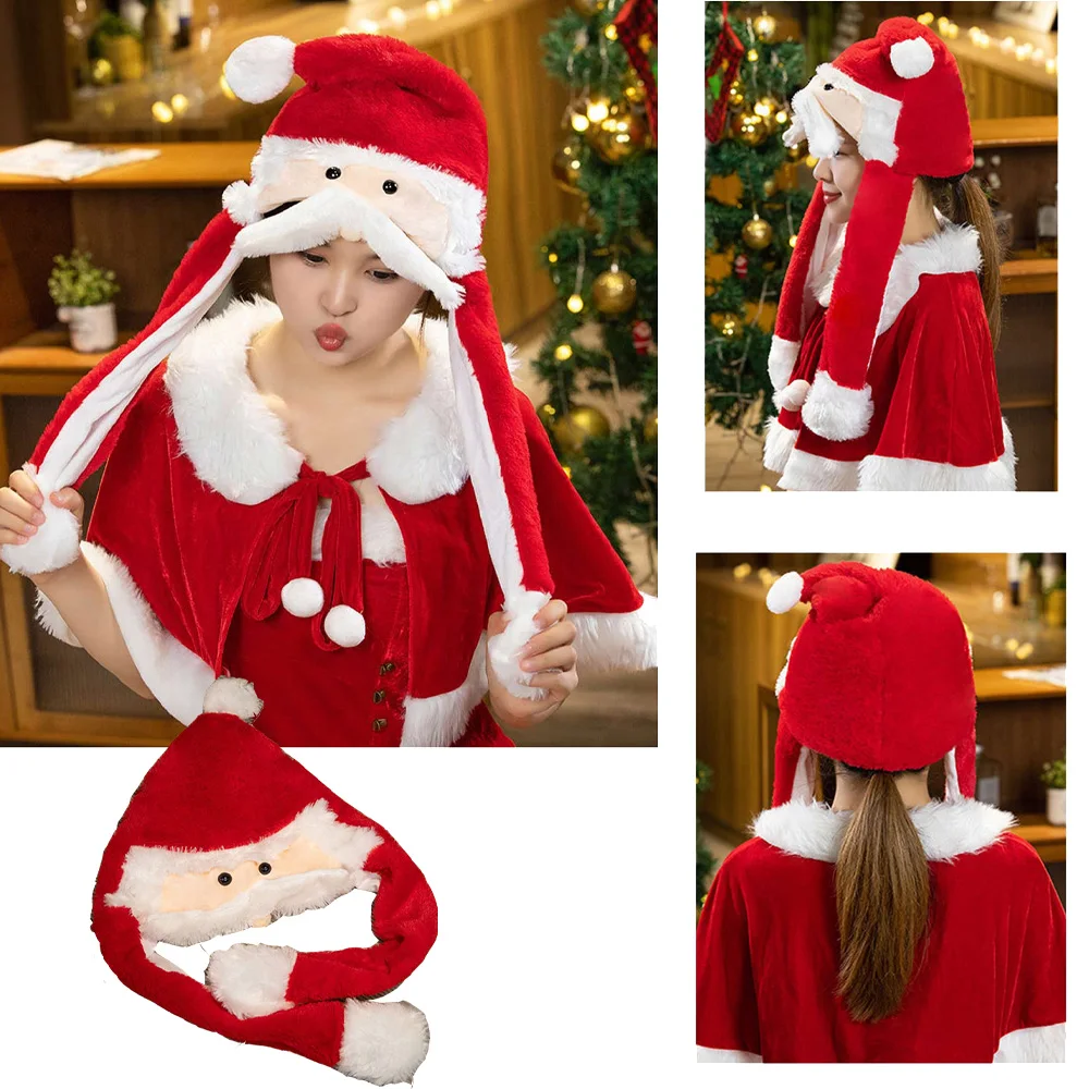 Adult Kids Santa Claus Cosplay Hat Cap White Beard Hats New Year Festive Holiday Party Christmas Dress Up Costume Accessories