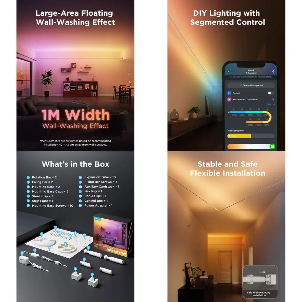 

Умная светодиодная лента RGBWWIC длиной 13,1 фута, совместимая с Alexa, Google Assistant и Matter, для домашнего декора и вечеринок