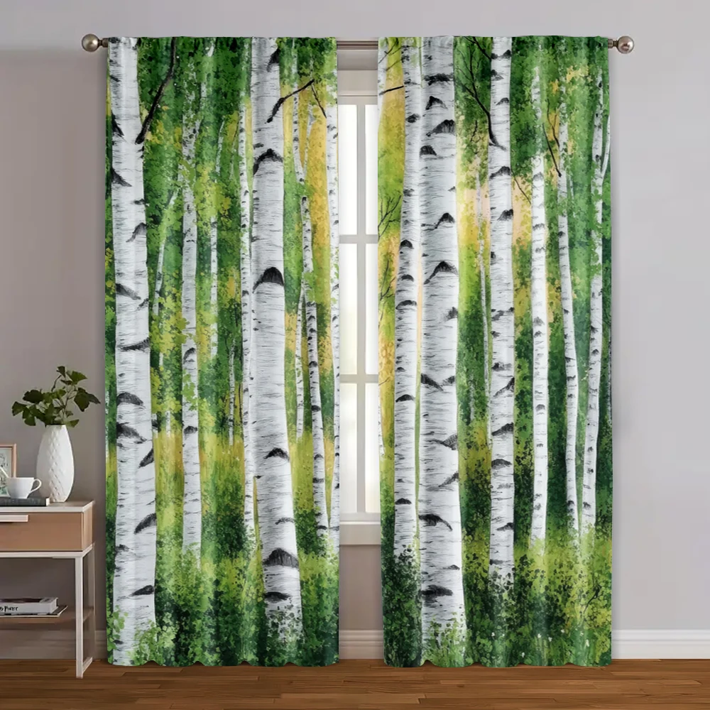 

2pcs, Fashionable Curtains 2D print Dense jungle Versatile Polyester (without rod) Outdoor Decorations Ldeal for Living Room,