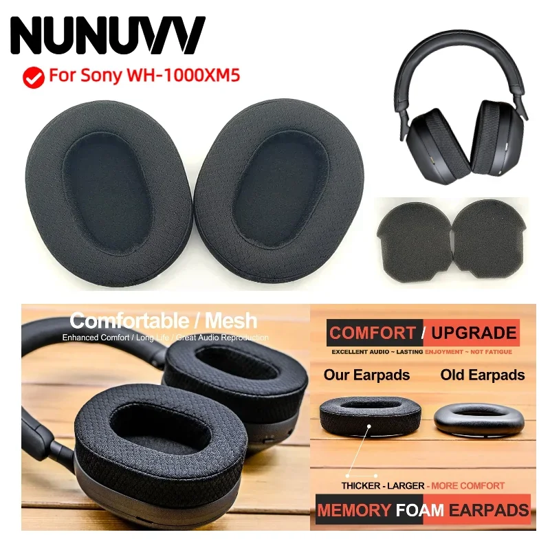 

1Pair Replacement Ear Pads Cushions Earpads Earmuffs Repair Parts For Sony WH-1000XM5 On-Ear Bluetooth Headphones