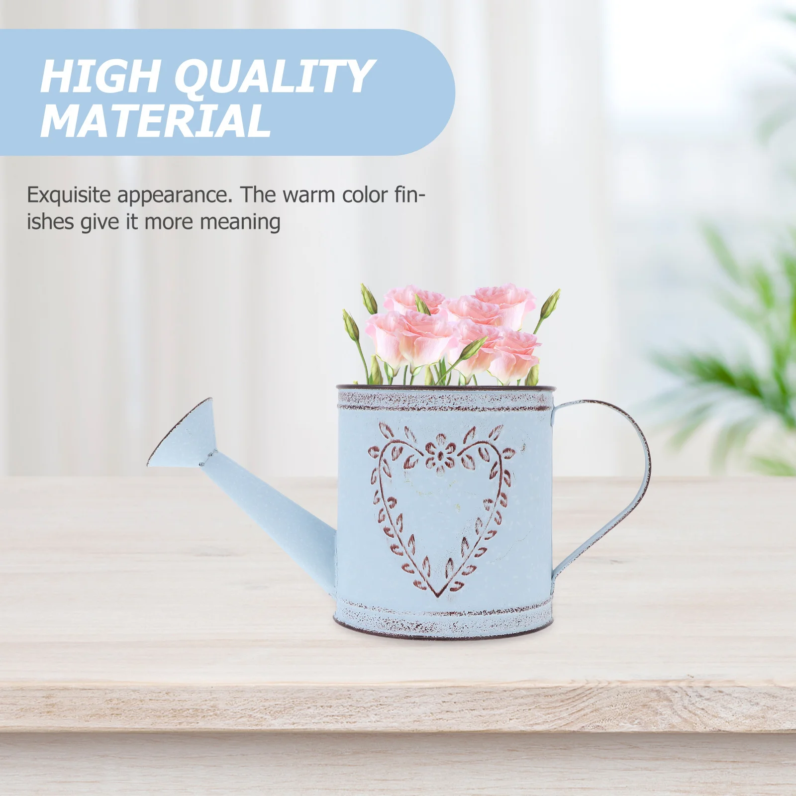 

Watering Can Vintage Iron Flower Pot with Embossed European Pastoral Design for Home Garden Decor Balcony Plant