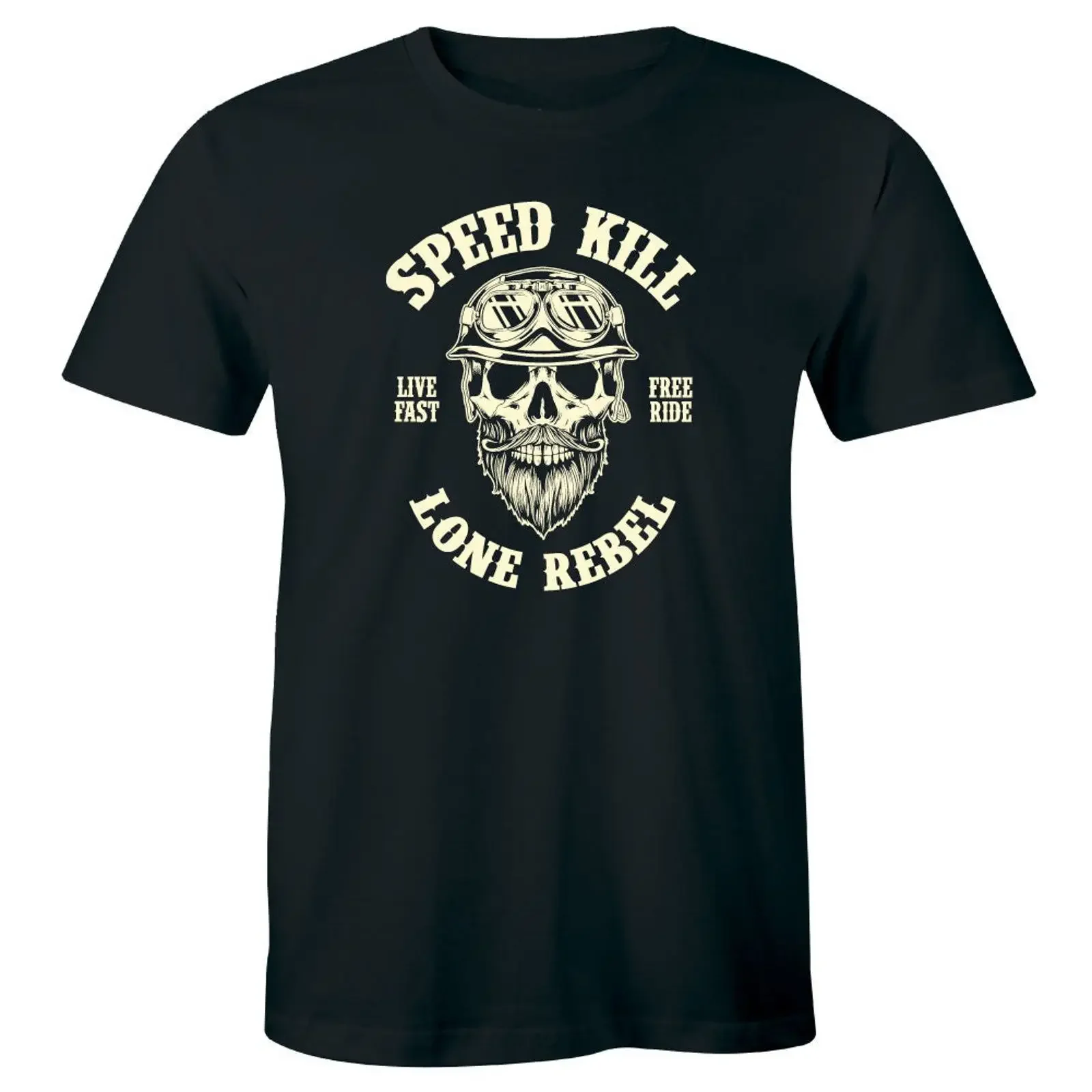 Speed Kill Live Fast Free Ride Lone Rebel Valve Motor Men's T shirt vintage Washed Slightly Versatile Comfortable streetwear