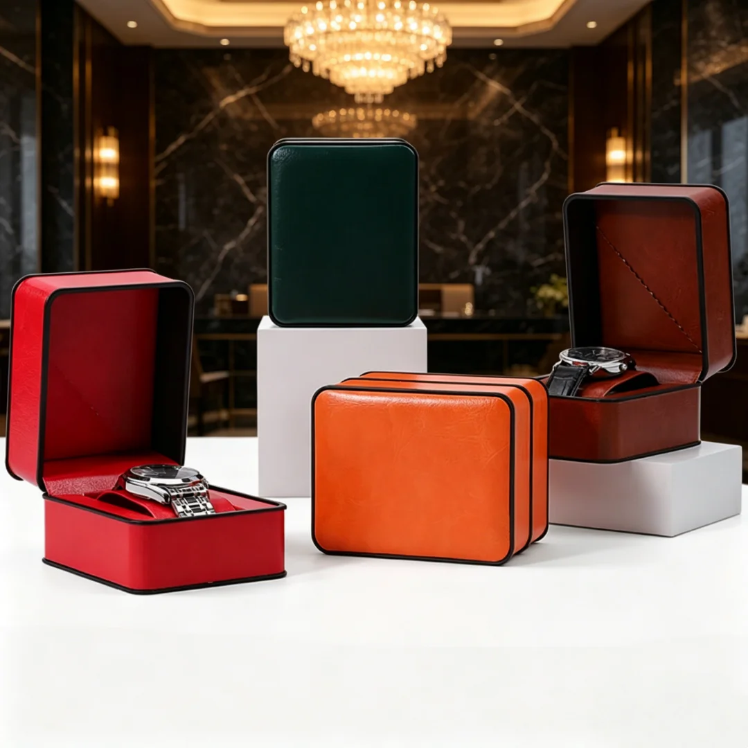 Black Green PU Leather Watch Display Storage Box Waterproof Packaging Gift Box Fits Swiss Automatic Machinery Japan Quartz Watch