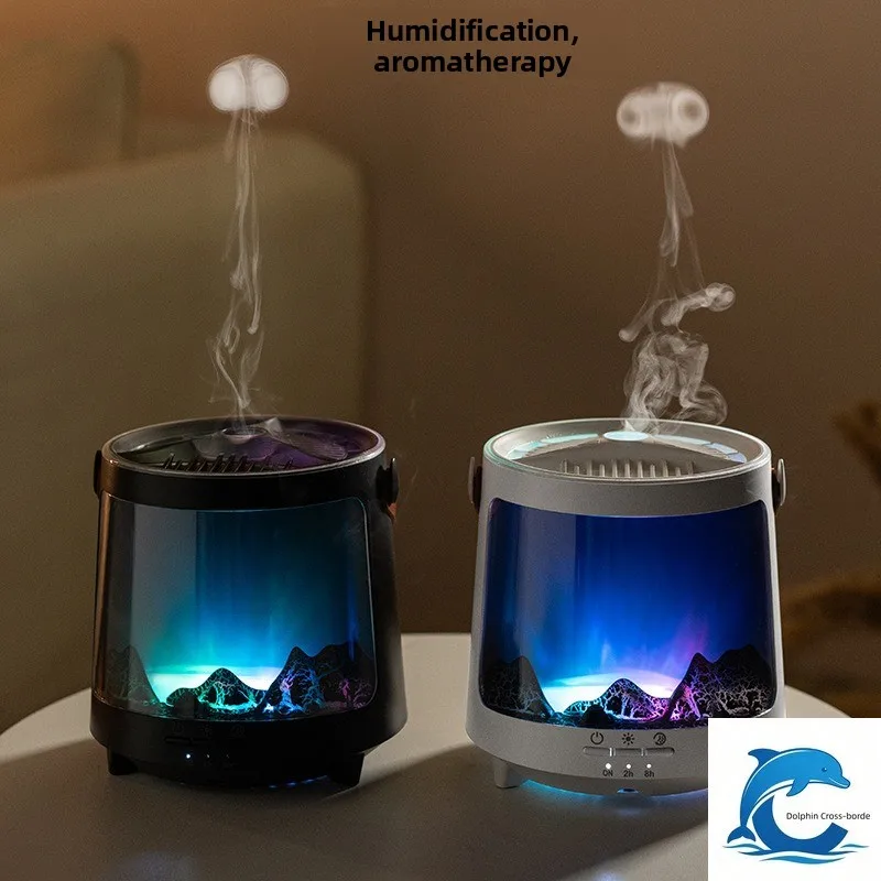 Suitable for the new flame ultrasonic large capacity humidifier, home simulation rainbow dynamic aurora aromatherapy machine