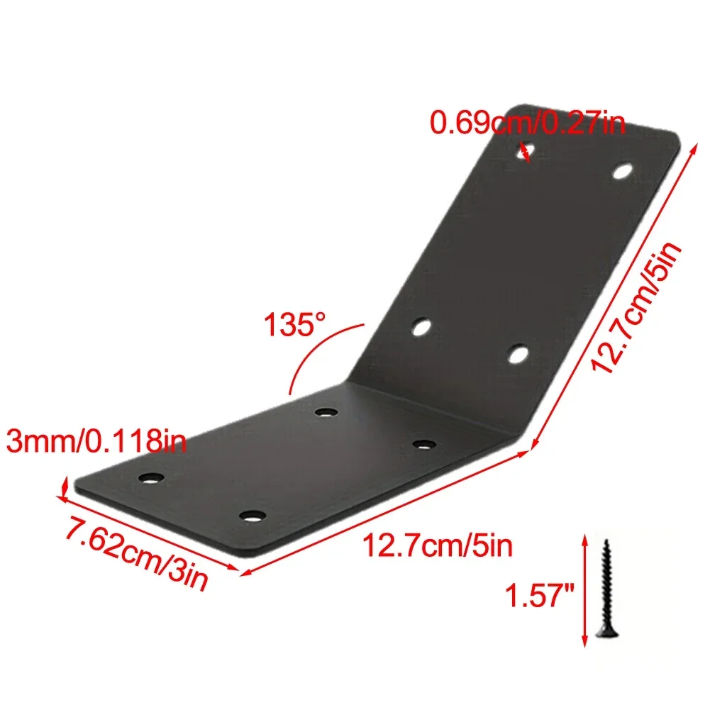 Set of Four 45 Degree Iron Brackets for Gazebo Reinforcement Corner with Strong Load Bearing and Space Saving Design