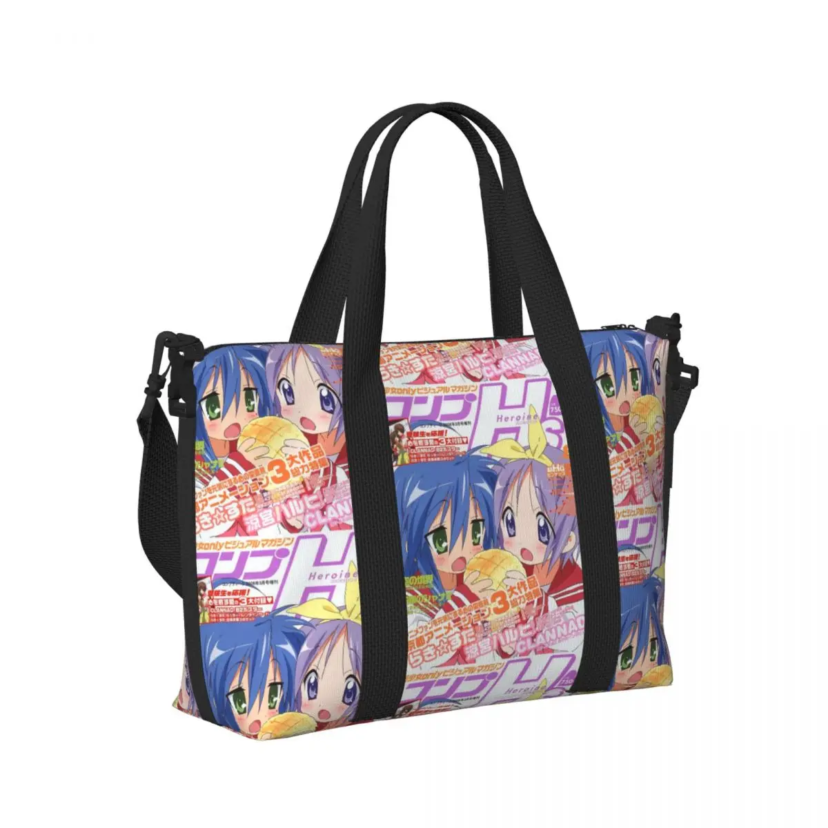 

Kawaii Lucky Star Аниме Японская игра Пляжная дорожная сумка Большая вместительная сумка-тоут для тренажерного зала Йога Женская дорожная сумка для покупок