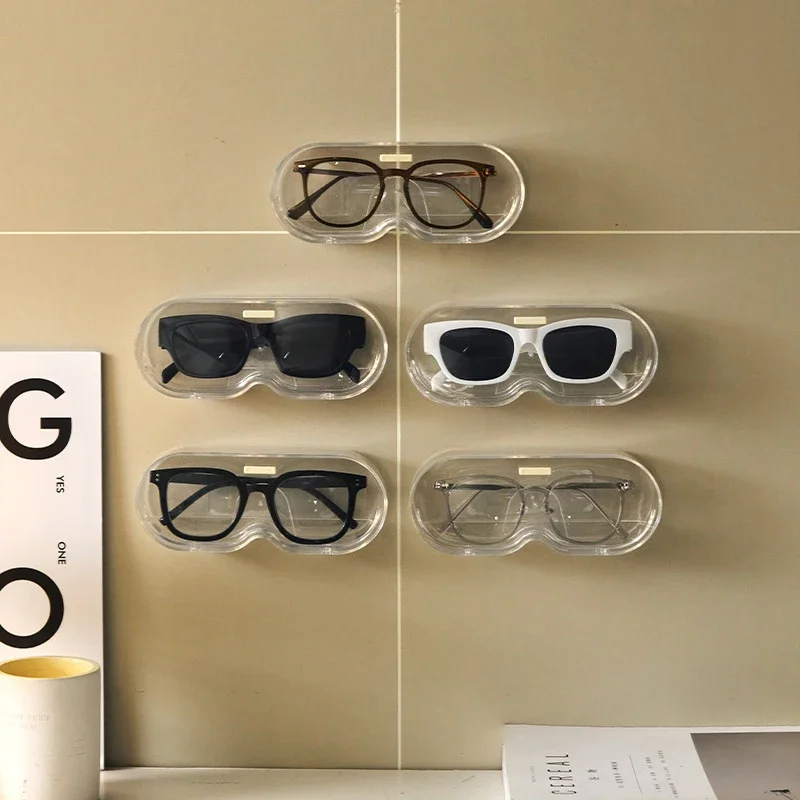 1pc Punch-free Glasses Storage Rack Wall Mounted Sun-glasses Display Holder Wardrobe Decoration Storage Box Sunglass Organizer