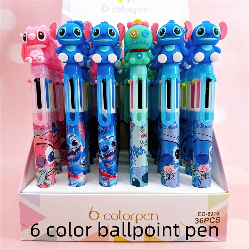 36pcs/lot Disney Stitch 6 Colors Gel Pen Kawaii Koala Ball Pens Promotional Gift Office School Writing Supply