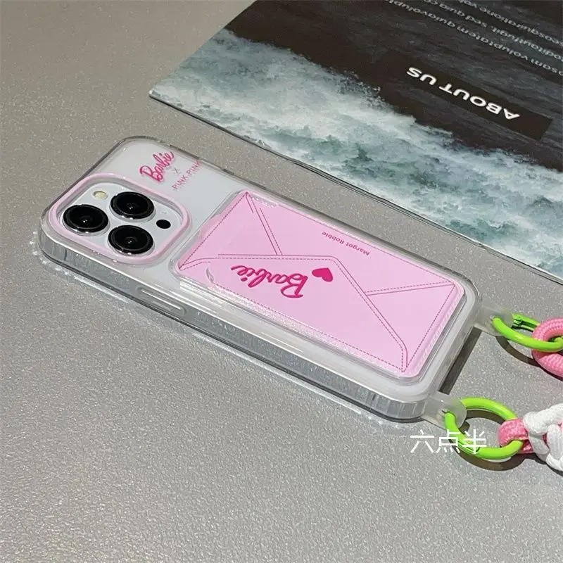 Girl Barbie Phone Case Card Holder Iphone 14 Decorate Iphone13Promax Lanyard 12 11 Anti-Fall Soft Accessories Pendant Gift