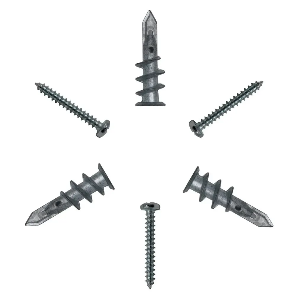 Hollw Wall Plasterboard Anchor Zinc Alloy Drywall Self-drilling Anchors E8/13*41mm #8*1-1/4 Tapping Screw