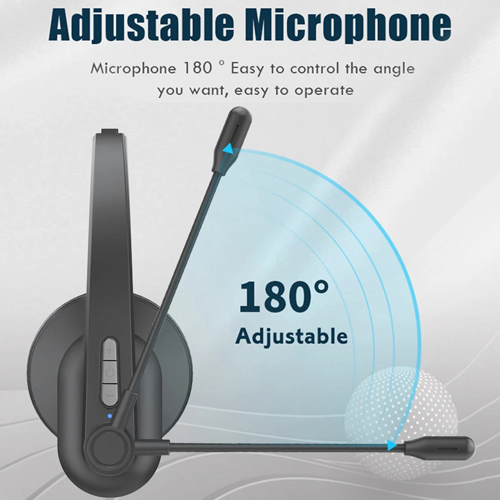 Hands-free Wireless Headphones with Mic Noise Cancelling Single Ear Headset with Base for Customer Service