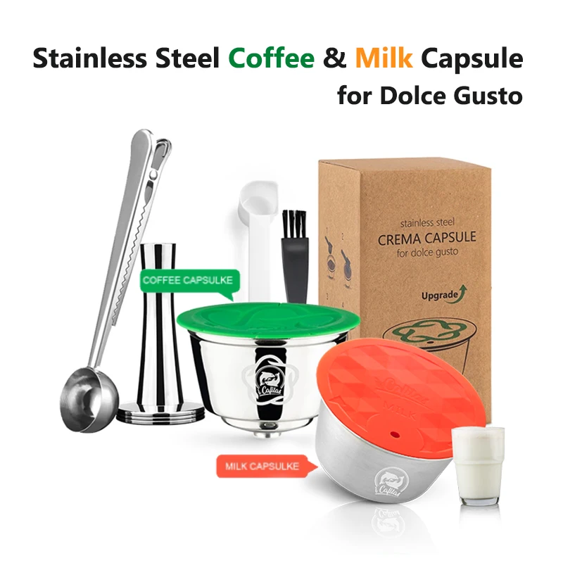 

For Dolce Gusto Coffee Machine Reusable Refillable Capsule Expresso Coffee & Milk Foam Maker Filter Pods Stainless Steel