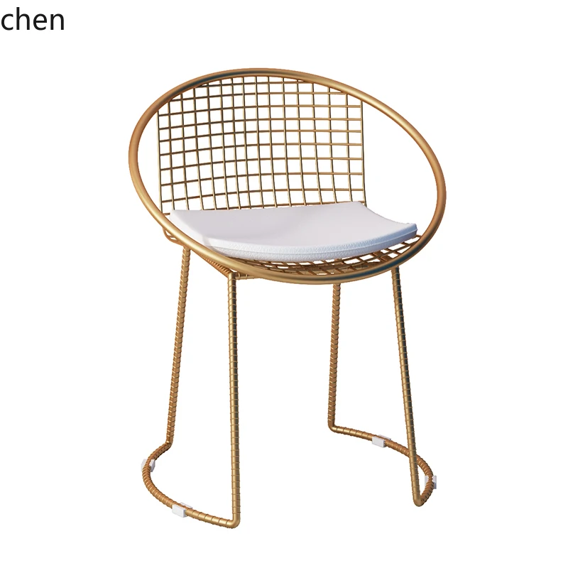 

ZML Creative Modern Home Iron Dining Chair casual Desk Chair Balcony Coffee Desk Chair