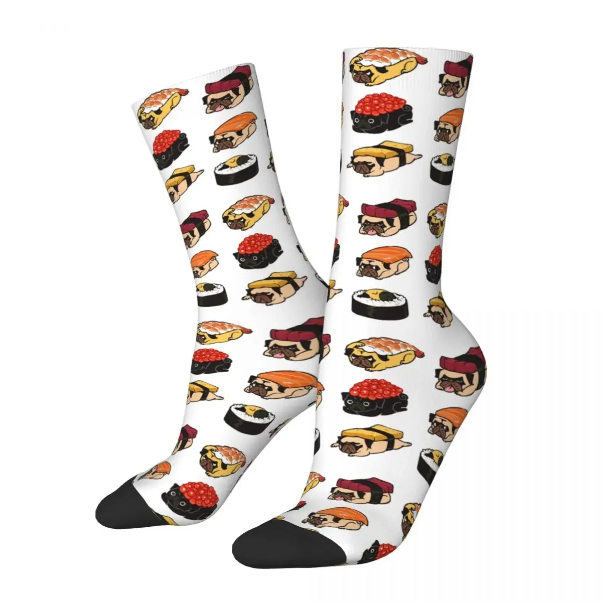 Sushi Pug Socks Harajuku Sweat Absorbing Stockings All Season Long Socks Accessories for Man's Woman's Birthday Present