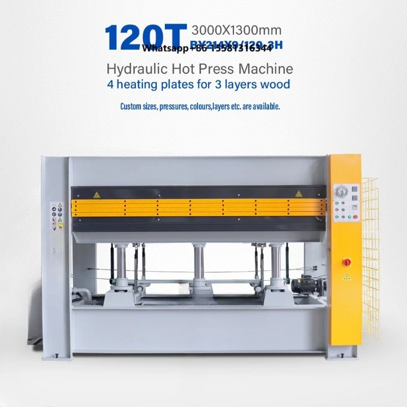 Woodworking Hydraulic Hot Press Machine 120T with 4 Heating Plates for Panel Bonding