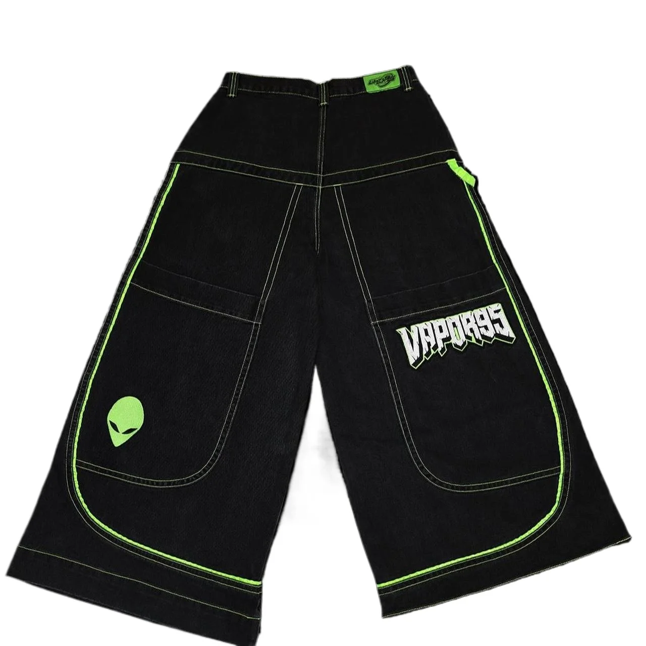 

Big Pocket Green Alien Denim Cargo Pants Women Gothic Trouser Harajuku Pants Embroider Baggy Jeans Streetwear Y2k Jeans