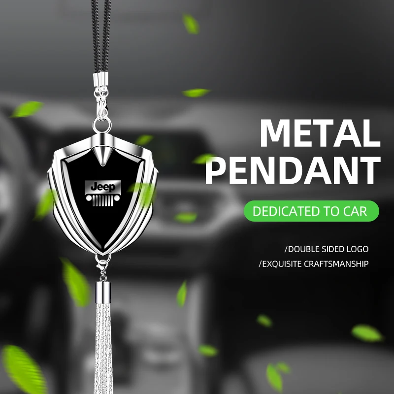 

Car Logo Badge Rear View Pendant Interior Hanging Accessories For Jeep Wrangler Grand Cherokee Avenger Compass Wagoneer Patriot