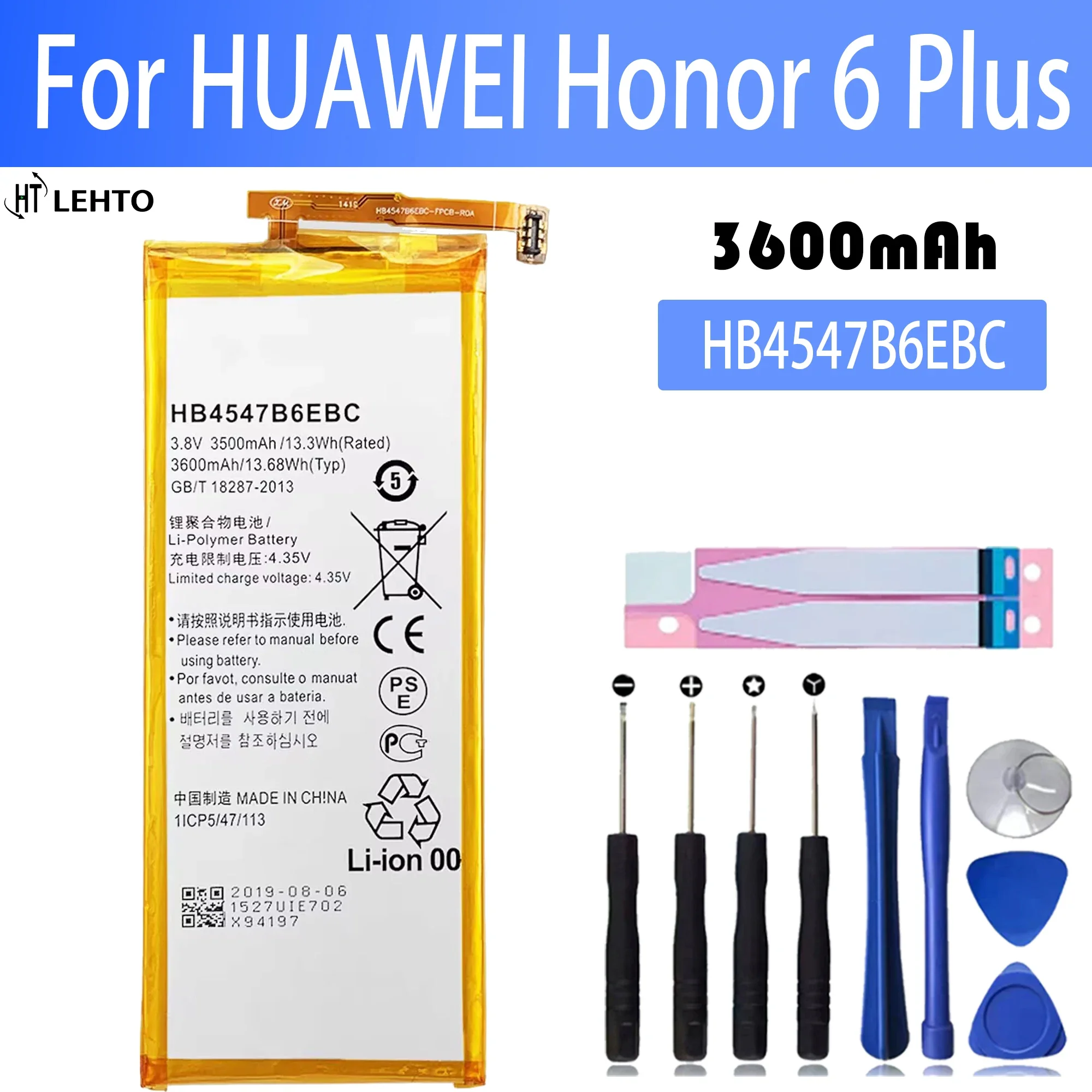 

100% New Original HB4547B6EBC Battery For HUAWEI honor 6 Plus Battery + Free Tools