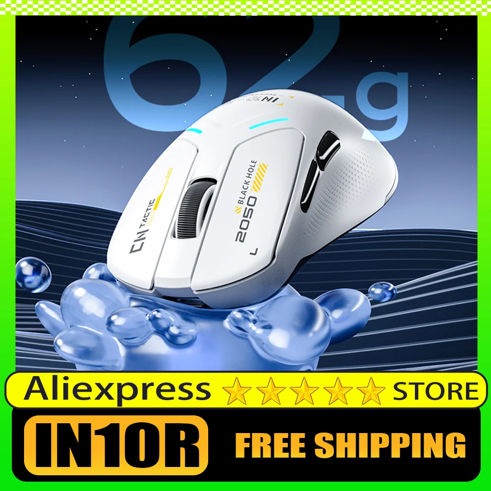 

Inphic IN 10R Wireless Mouse Bluetooth Tri Mode PAW3395 8Khz 26000DPI 62g Lightweight RGB 800mAh Battery Ergonomic Mouse PC Gift