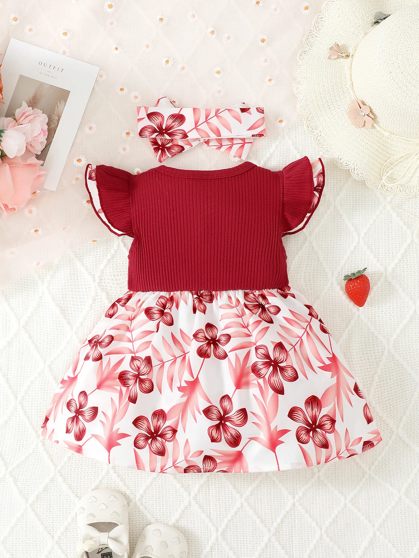 Dress for Kids 3-24 Months Style Fashion Lotus Leaf Sleeve Cute Floral Summer Princess Formal Dresses Ootd for Newborn Baby Girl