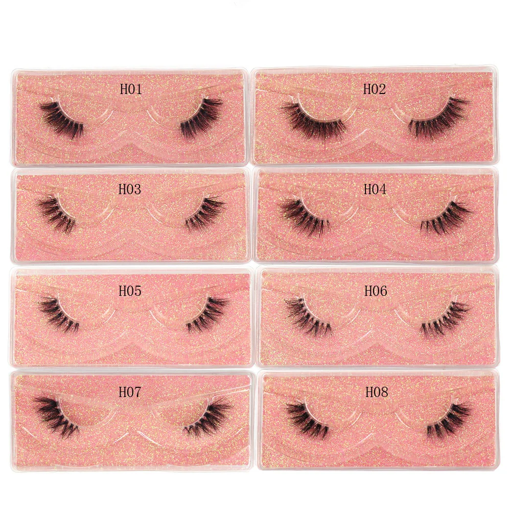 Mink Eyelashes Clear Band Eye Lashes Crisscross Natural Wispy Transparent Band False Eyelashes Fluffy Soft Half Lashes extension