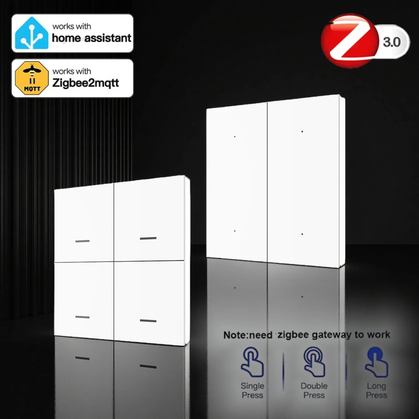 زيجبي المشهد زر التبديل 4 عصابة التبديل اللاسلكي دفع زر تحكم المنزل الذكي مساعد 2MQTT أتمتة السيناريو التبديل #1