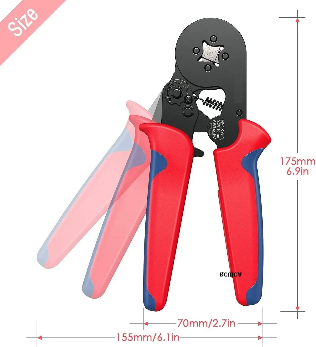 Hexagonal Self-Adjustable Ratchet Ferrule Crimping Tool Kit 23-7AWG 0.25-10mm² Crimper Kit with Ferrule Sleeves Wire Terminals