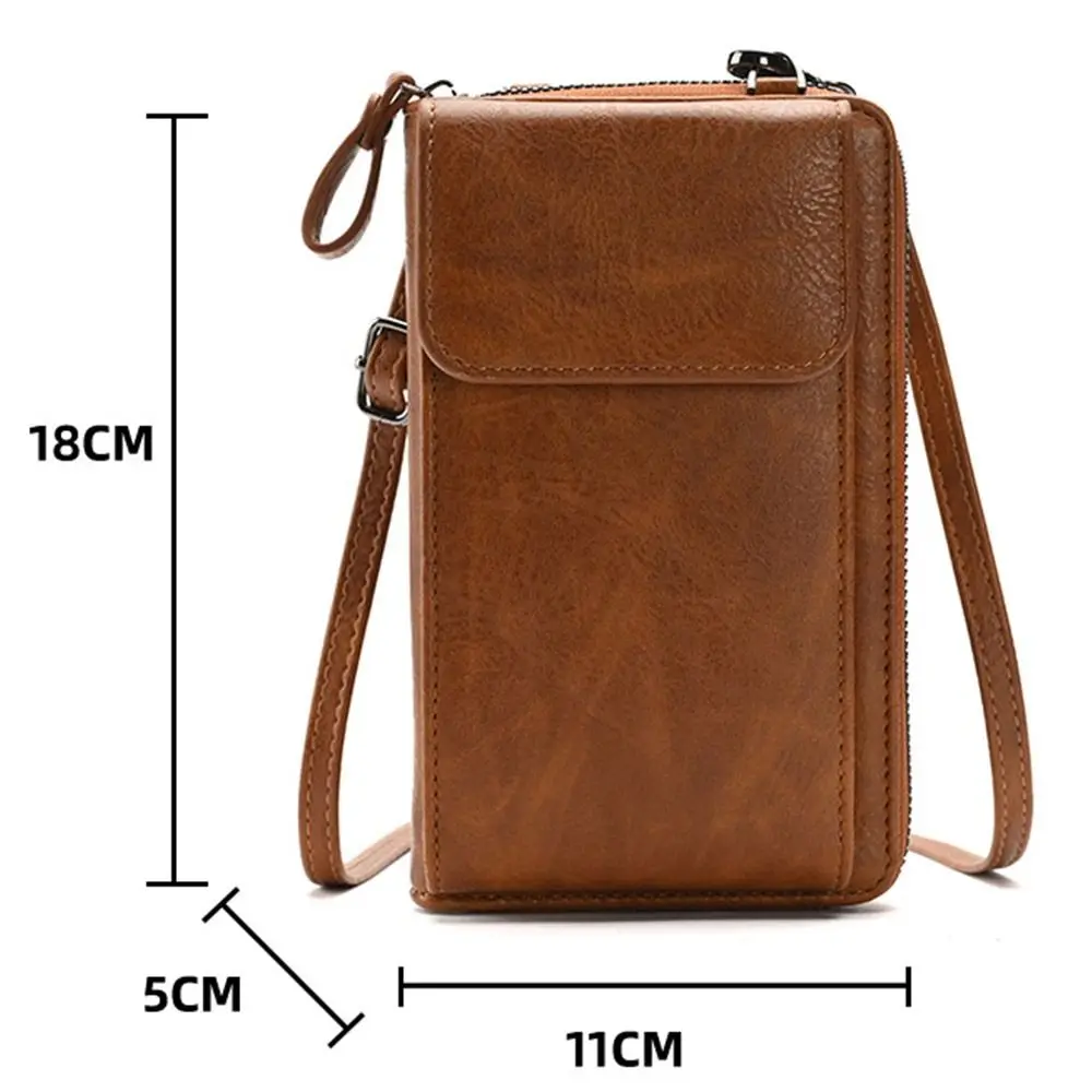 Bolsa De Couro Crossbody Para Mulheres, Bolsa De Ombro, Carteira De Embreagem, Sacos De Telefone Móvel, Novo