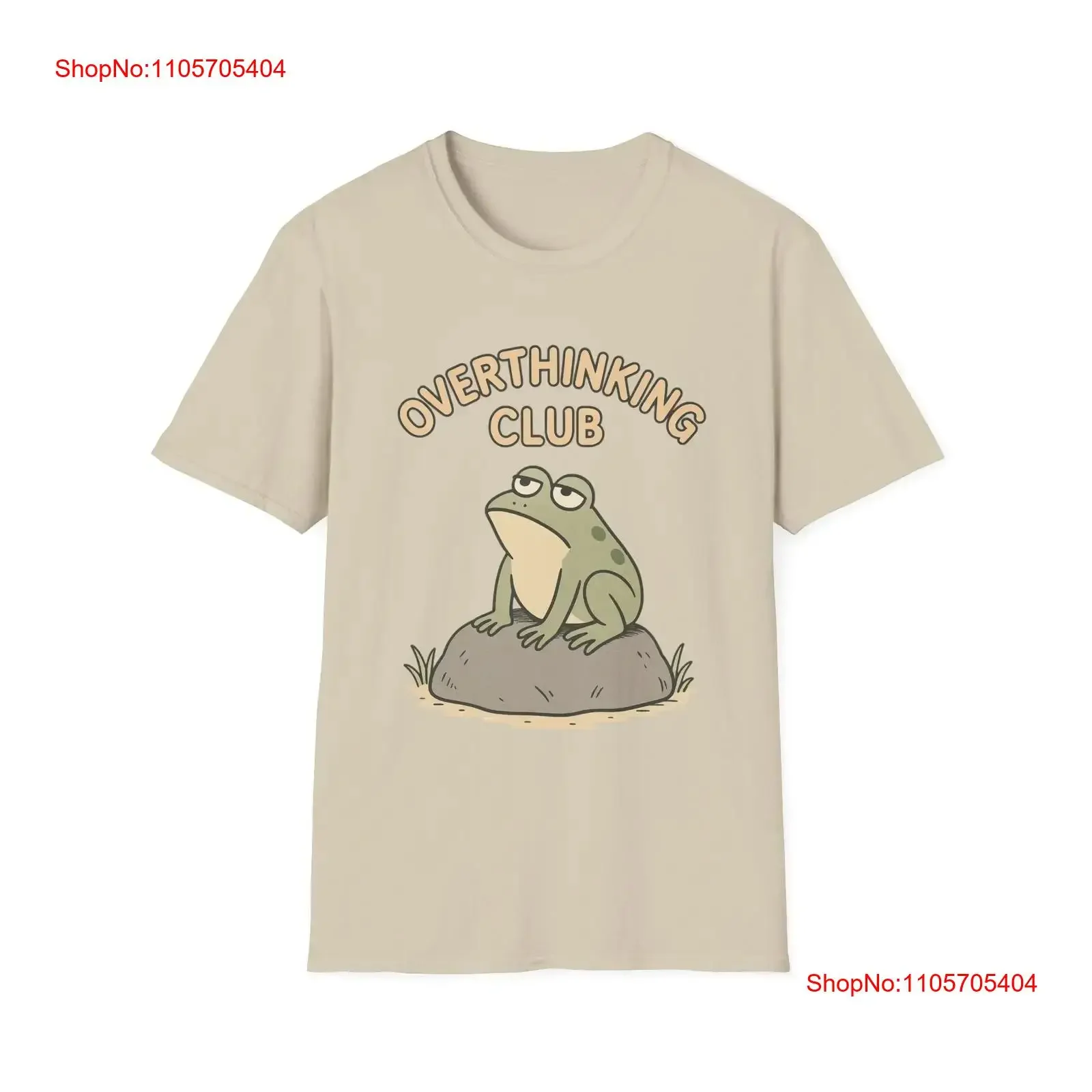 Funny Mental Health Frog T Shirt Overthinking Club Comfy long or short sleeves vintage Washed streetwear Top For Everyday Wear