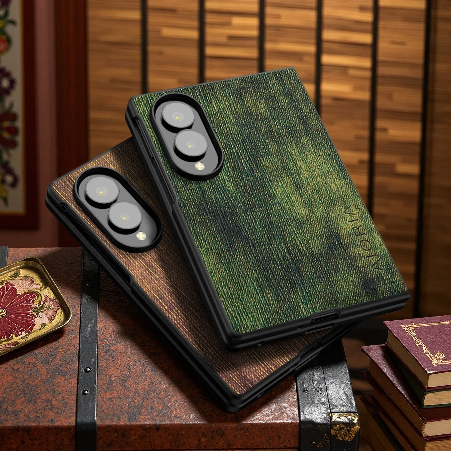 Luxury PU Leather Phone Case For Samsung Galaxy Z Fold Flip 8 Ultra 7 6 5 4 3 Fold8 Retro Denim Texture Shockproof Hard PC Cover