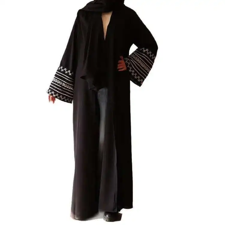 Robe arabe Abaya Cardigan brodé pour femme Nouvelle mode brodée pour femme Abaya Ramadan Dubaï Luxe Islam Élégant