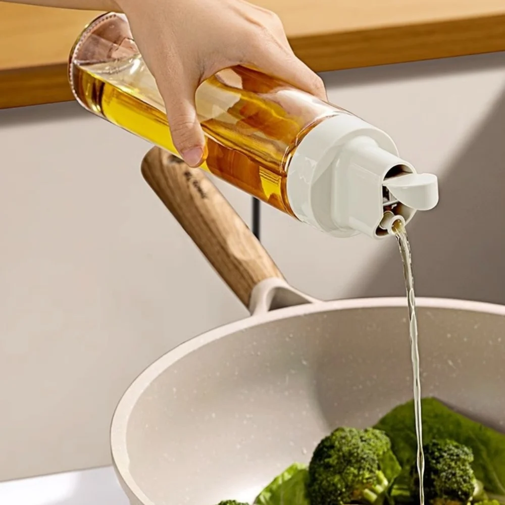 Kitchen Cooking Olive Oil Jug Leak Proof Glass Oil Tank Automatic Flip Oil Dispenser Bottle Drip Free for Easy Pouring