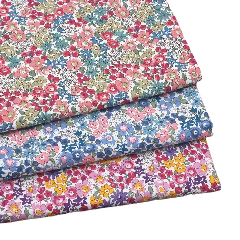 

145x50cm Small Floral Pastoral Style Plain Cotton Poplin Sewing Fabric Making Children's Dress Pajamas Suit Clothing Cloth