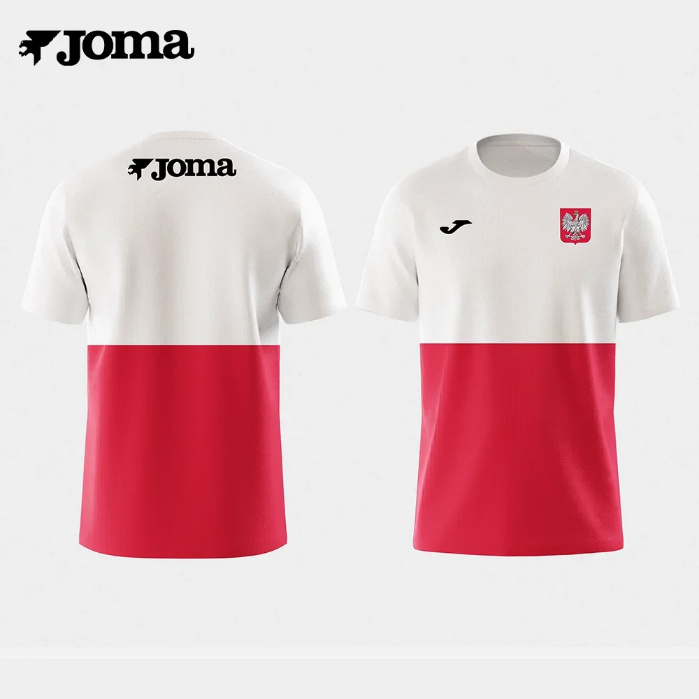 ملابس رياضية لكرة القدم للرجال بأكمام قصيرة مطبوعة ثلاثية الأبعاد من JOMA Summer Polish، ملابس تي شيرت للجري سريعة الجفاف وجيدة التهوية #1