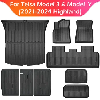 XPE Vloermatten voor Tesla Model Y Model 3 2021-2024 All Weather Kofferbak Vloermat Waterdichte Antislip Cargo Liner Links Rechts Rubber
